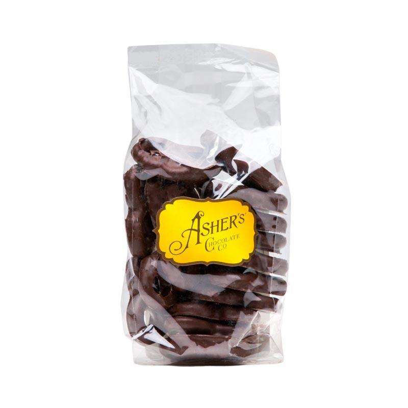 MINI DARK CHOCOLATE PRETZELS, 4 OZ BAG