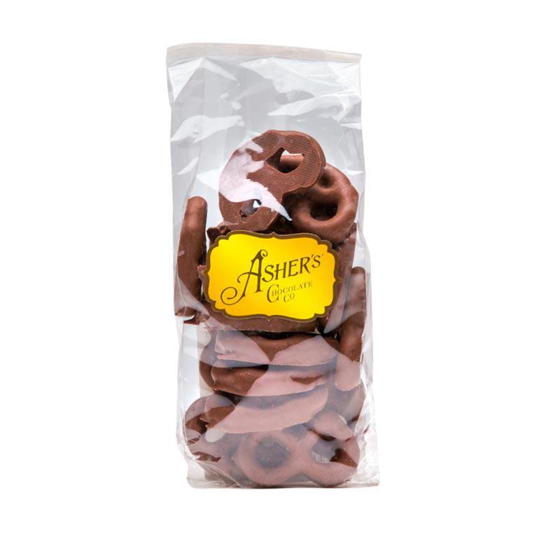 ASHER'S MINI MILK CHOCOLATE PRETZELS,      4 OZ BAG