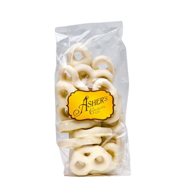 ASHER'S MINI WHITE CHOCOLATE PRETZELS, 4 OZ BAG