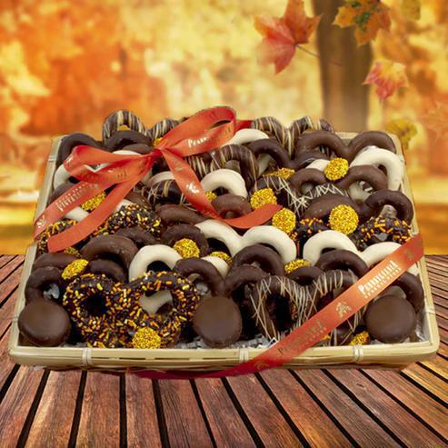 FALL CHOCOLATE COVERED PRETZEL TRAY, 2 LB