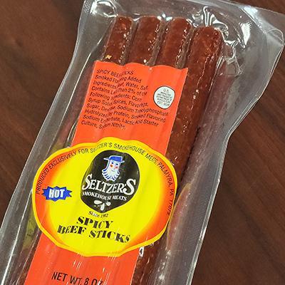 SELTZER'S SPICY BEEF STICKS, 8 OZ.