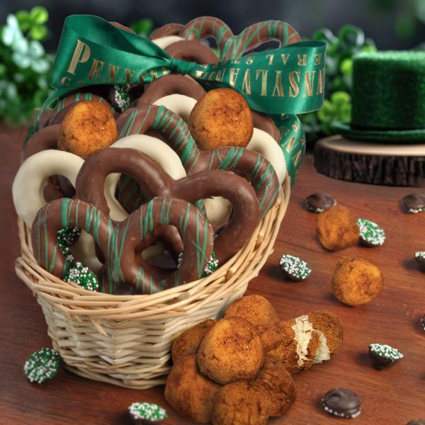 ST PADDY'S DAY CHOCOLATE PRETZEL SAMPLER BASKET